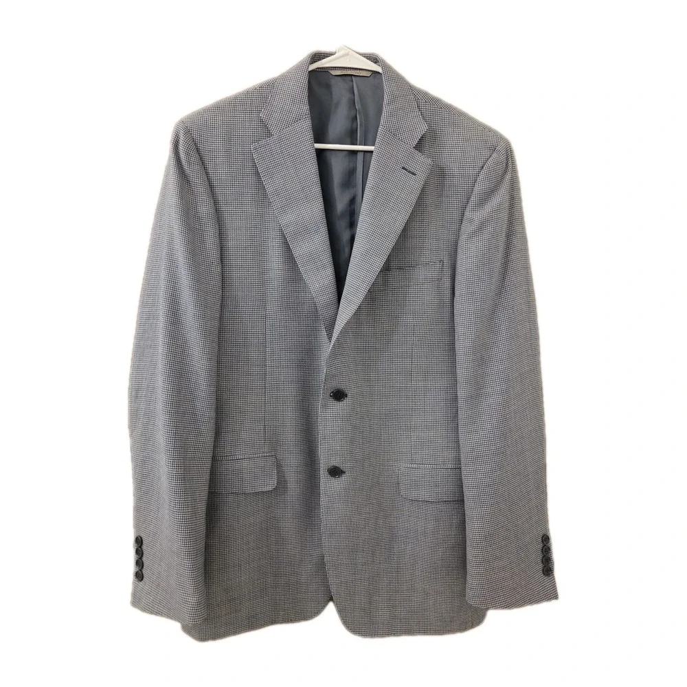 Canali Mens Blazer Large Micro Check Houndstooth‎ Wool Sport Coat Italy 2 Button